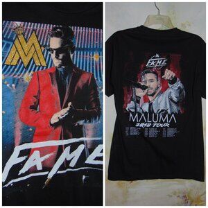 MALUMA FAME 2018 Concert Tour T-Shirt Gold Glitter M Womens Small Black Tee S